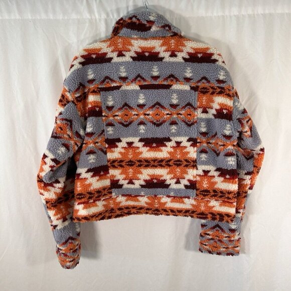 Forever 21 Jacket Women's Large White Orange Aztec Striped Button Up Pockets - Picture 5 of 8